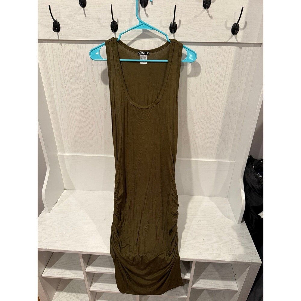 Venus olive green ruched tank dress size large NWOT